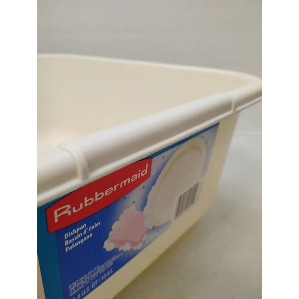 Vintage Rubbermaid Plastic Dish Pan 2951 11.4 Quart Cream Beige Label 10.8L 1994